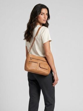 Cognac Tan Leather Women's Shoulder Bag